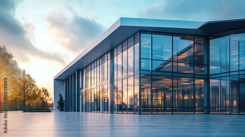 Fototapeta premium Modern 3D Office Building with Innovative Design
