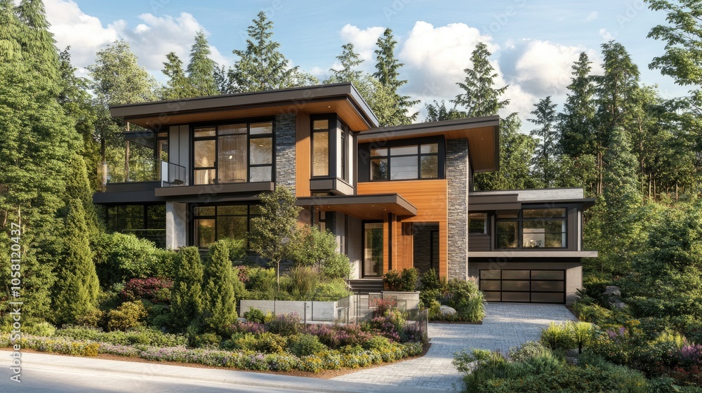 Modern Elegant Two Storey Home 3D Rendering Modern Elegant Two Storey Home 3D Rendering