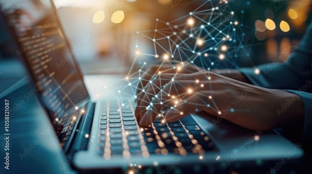 The image captures a focused hand dancing over laptop keys, emphasizing productivity in a digital workspace. The image captures a focused hand dancing over laptop keys, emphasizing productivity in a digital workspace.