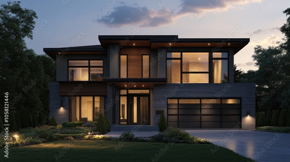 Modern Two-Story House with Sleek Gray Exterior Modern Two-Story House with Sleek Gray Exterior