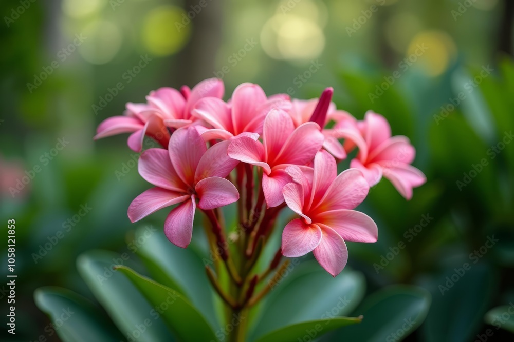 Vibrant pink orchid blooms in a lush garden Vibrant pink orchid blooms in a lush garden