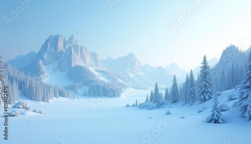 Wallpaper Mural  Snowy mountain landscape serene and untouched Torontodigital.ca