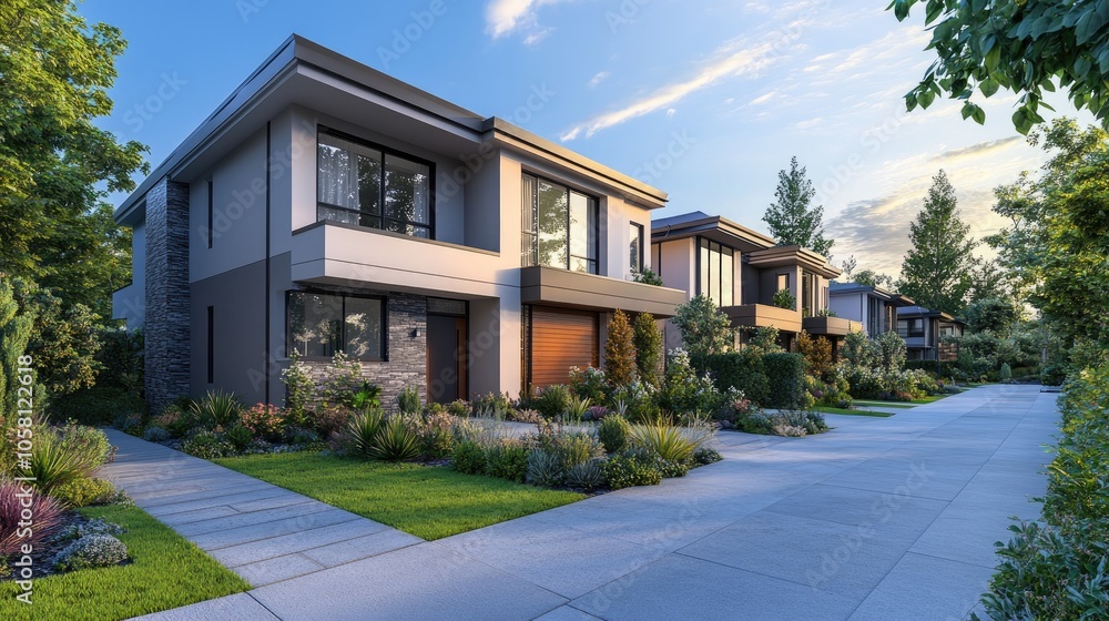 Fototapeta premium Modern 3D Rendering of a Contemporary Villa Exterior