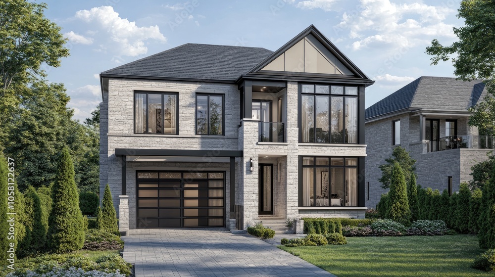 Modern Luxury Home 3D Rendering Modern Luxury Home 3D Rendering