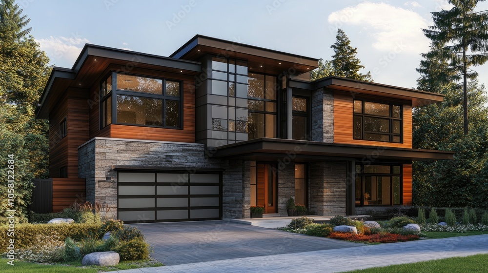 Modern Two-Story Residence in Scenic Setting Modern Two-Story Residence in Scenic Setting