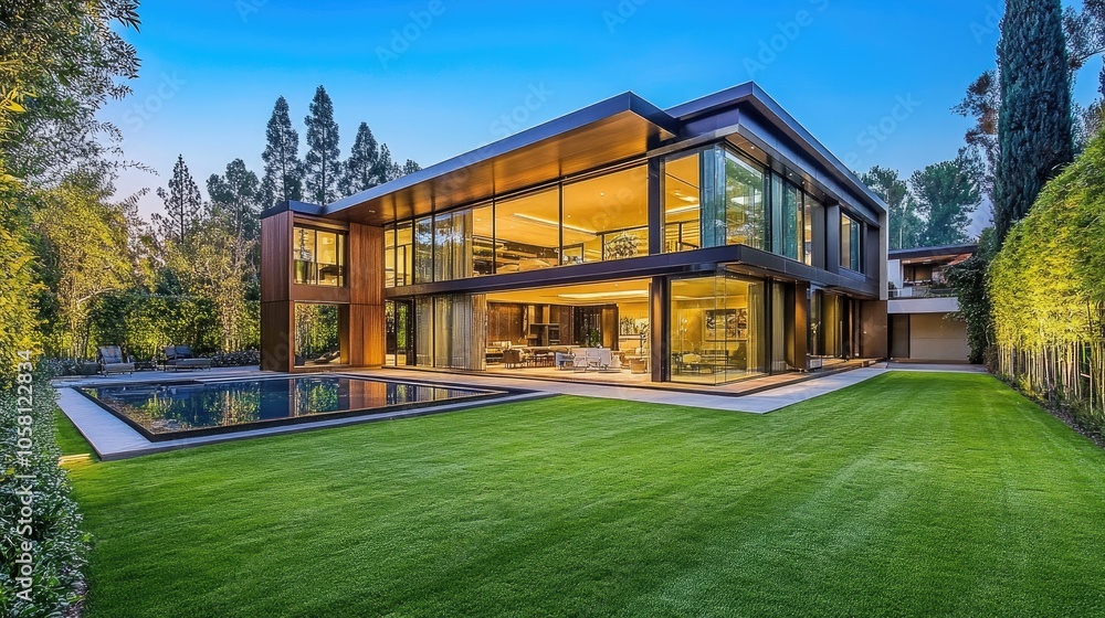 Modern Stylish House Exterior at Night Modern Stylish House Exterior at Night