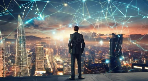 Illustration of businessman connectivity with 5G system