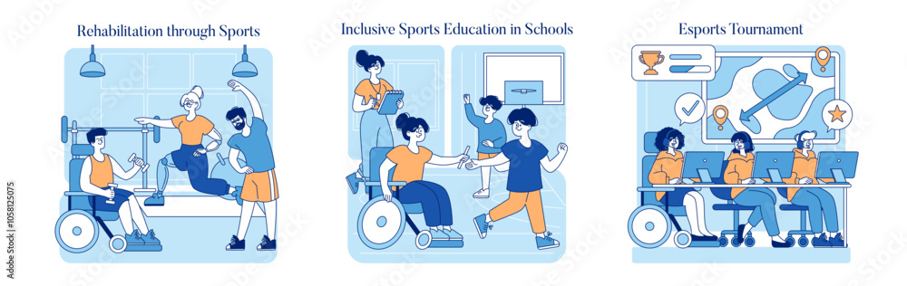 Sports For Disabled People. Flat Vector Illustration Sports For Disabled People. Flat Vector Illustration
