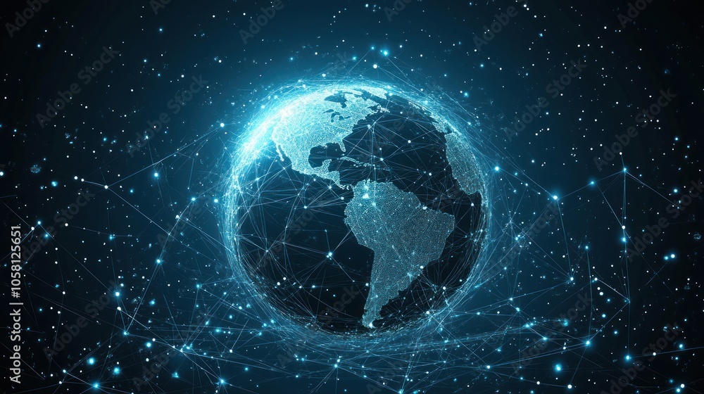 Big data visualization showing Social network Communication in a global computer network. Global network connection concept Big data visualization showing Social network Communication in a global computer network. Global network connection concept