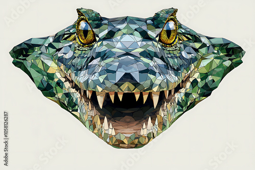 crocodile head in geometric pattern, illustration