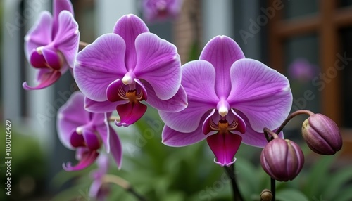  Vibrant purple orchids in bloom