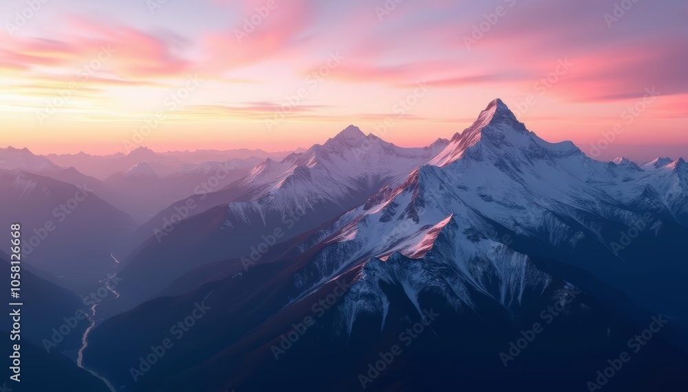 Fototapeta premium Majestic peaks under the sunset sky
