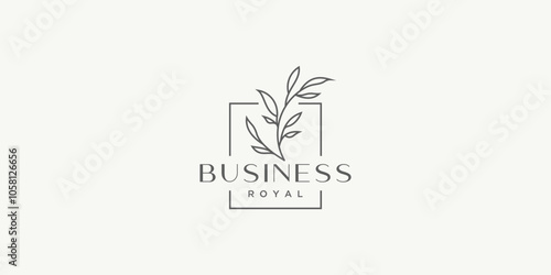 Abstract plant design logo. Decoraitive  in linear style template 