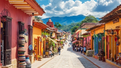 Fototapeta Naklejka Na Ścianę i Meble -  Beautiful streets and colorful facades of San Cristobal de las Casas in Chiapas, Mexico.
