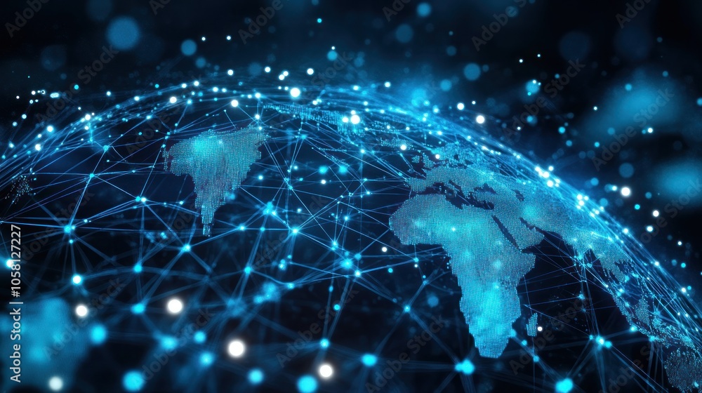 Futuristic digital network connecting data points around the world AI-generated image Futuristic digital network connecting data points around the world AI-generated image