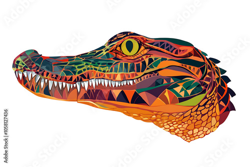 crocodile head in geometric pattern, illustration