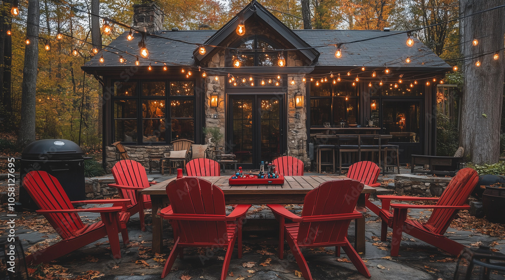 Fototapeta premium Entertain Outdoors with a Vermilion and Brown Table Soccer Patio Table