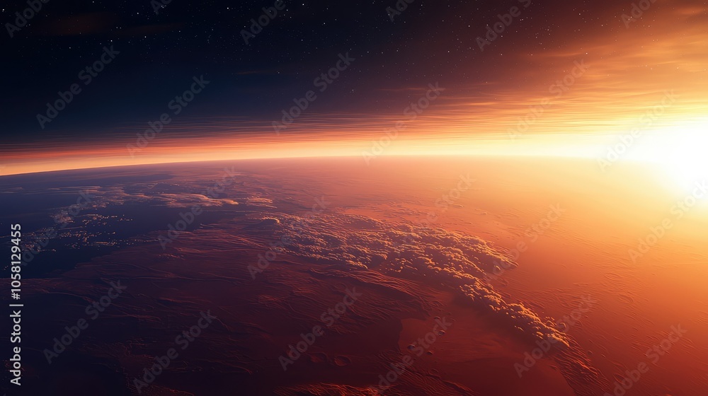 Serene Mars Sunset with Horizon Glow Serene Mars Sunset with Horizon Glow
