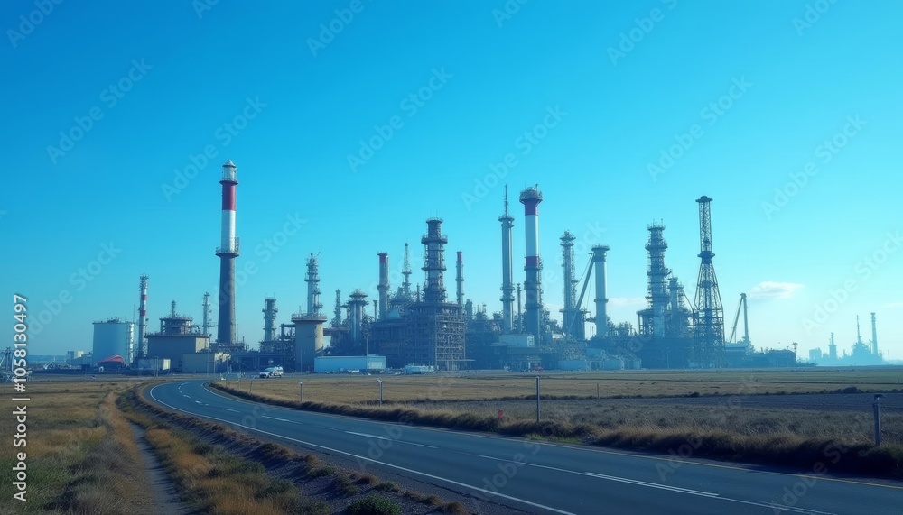 Industrial landscape under a clear blue sky Industrial landscape under a clear blue sky