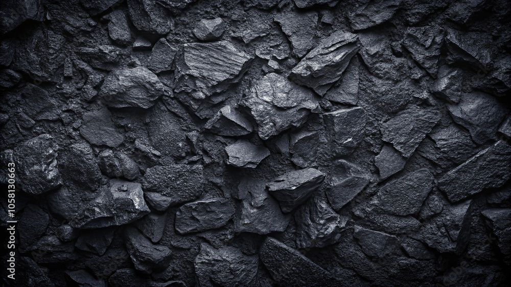 A mysterious and ominous black texture with a rough, matte finish, evoking the appearance of coal or obsidian, black texture, eerie ambiance, intense shadows, rocky terrain A mysterious and ominous black texture with a rough, matte finish, evoking the appearance of coal or obsidian, black texture, eerie ambiance, intense shadows, rocky terrain