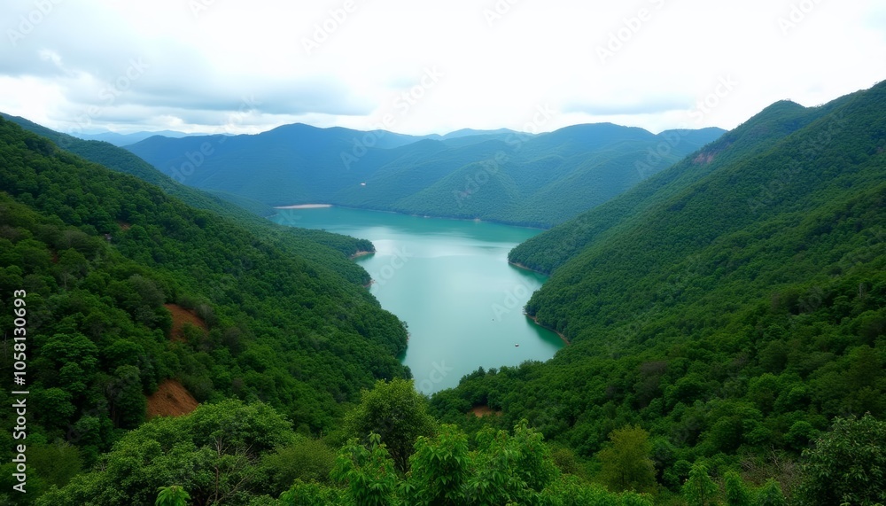 Enchanting mountain lake a serene natural wonder Enchanting mountain lake a serene natural wonder