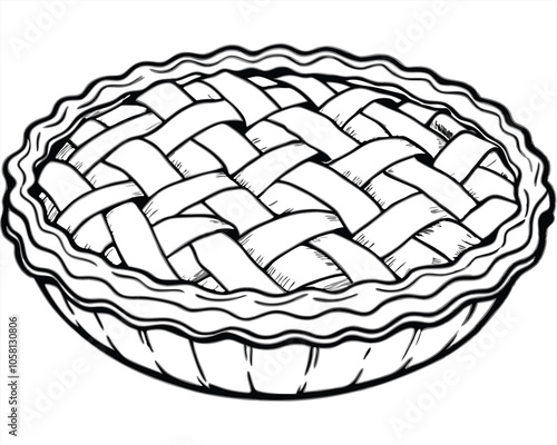 Apple Pie vector hand-drawn vector illustration Isolated white background.