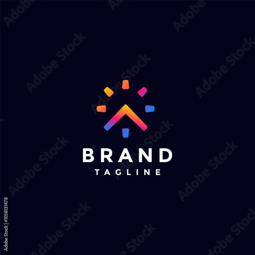 Simple Home Roof Clock Logo Design. House Roof In Wall Clock Symbol Logo Design.