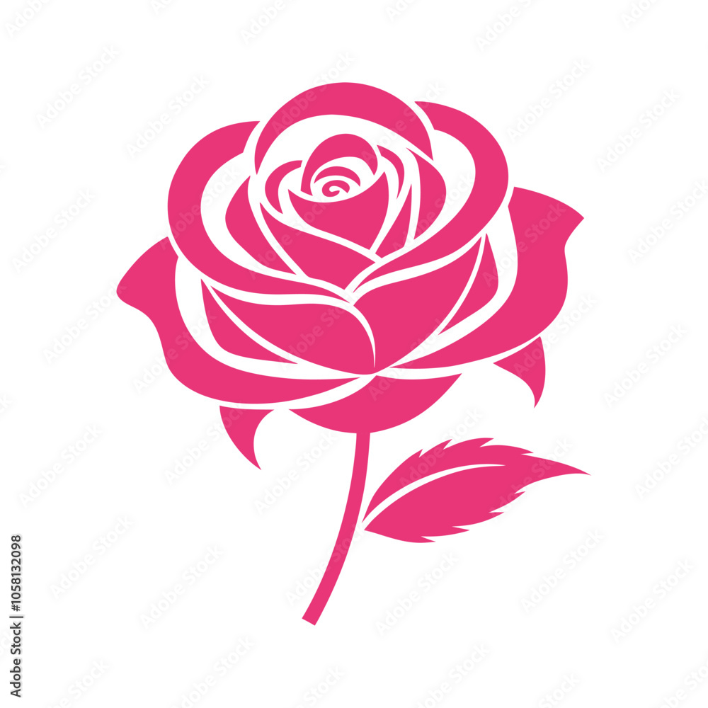 Pink Rose Vector Illustration: Soft, Elegant Bloom Isolated on White Background for Romantic and Delicate Floral Design Pink Rose Vector Illustration: Soft, Elegant Bloom Isolated on White Background for Romantic and Delicate Floral Design