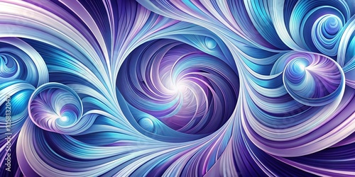 An abstract, swirling pattern of shapes and lines in shades of blue and purple, with an hypnotic, repetitive quality that seems to draw you in, mind-bending, surreal, shape manipulation, trippy