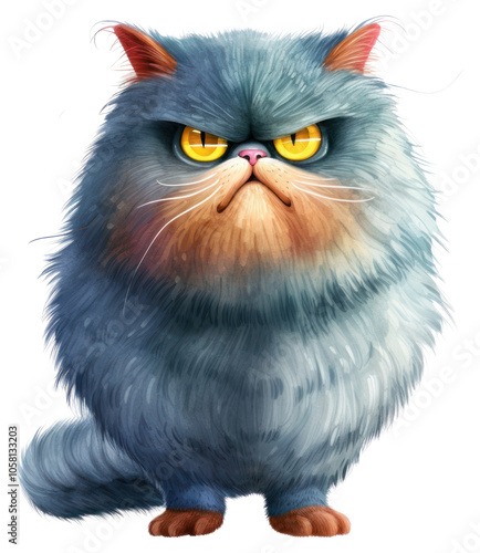 PNG Grumpy gray cat animal mammal pet.