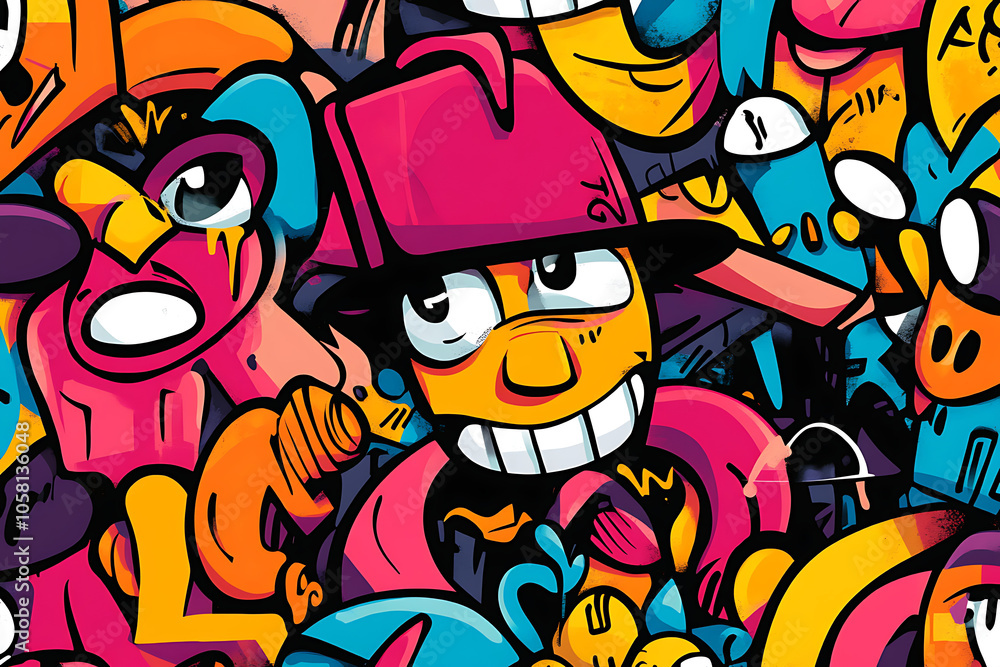 Graffiti Characters Seamless Pattern illustration Graffiti Characters Seamless Pattern illustration