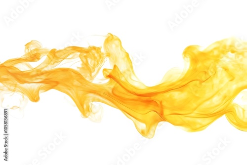 Yellow flame fire isolated on white background