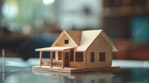 Wallpaper Mural Close-up of a small house model on a table during a property consultation, highlighting home buying Torontodigital.ca