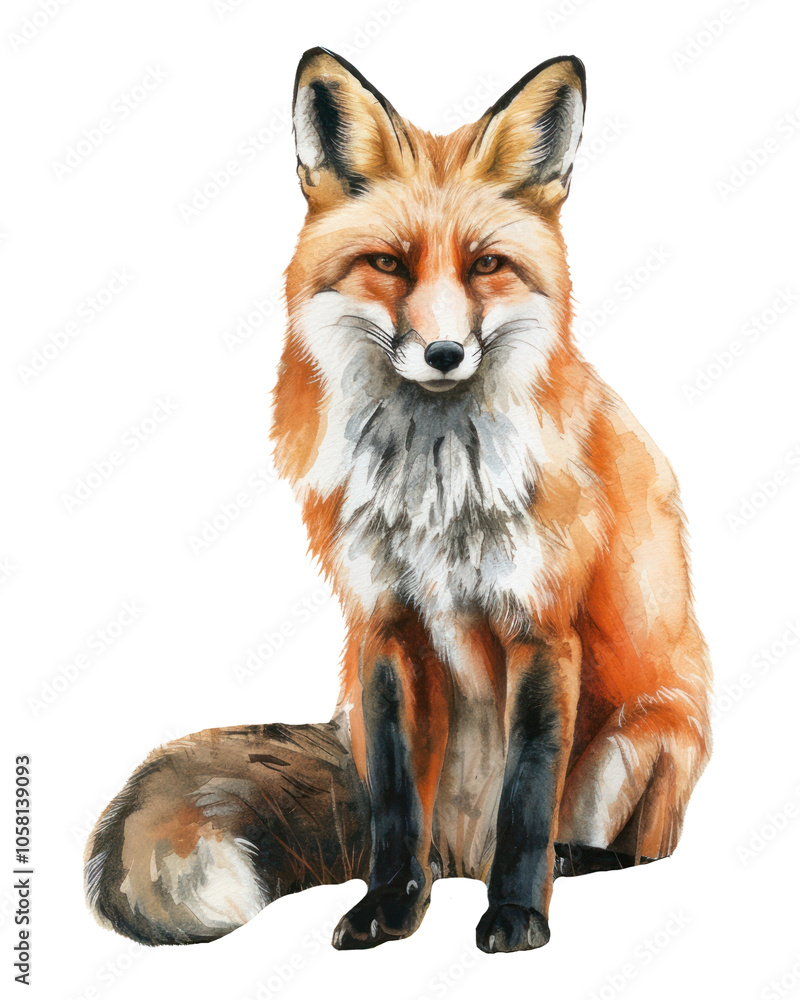 Fototapeta premium PNG A fox illustration watercolor realistic.