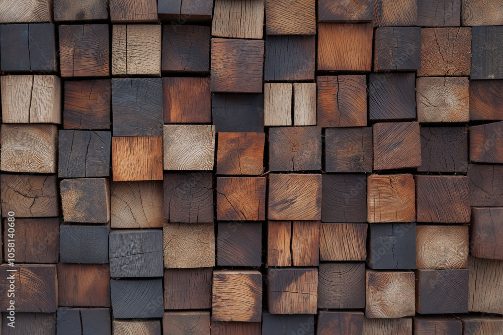 Rustic Wooden Block Wall Texture Background Natural Wood Pattern Rustic Wooden Block Wall Texture Background Natural Wood Pattern
