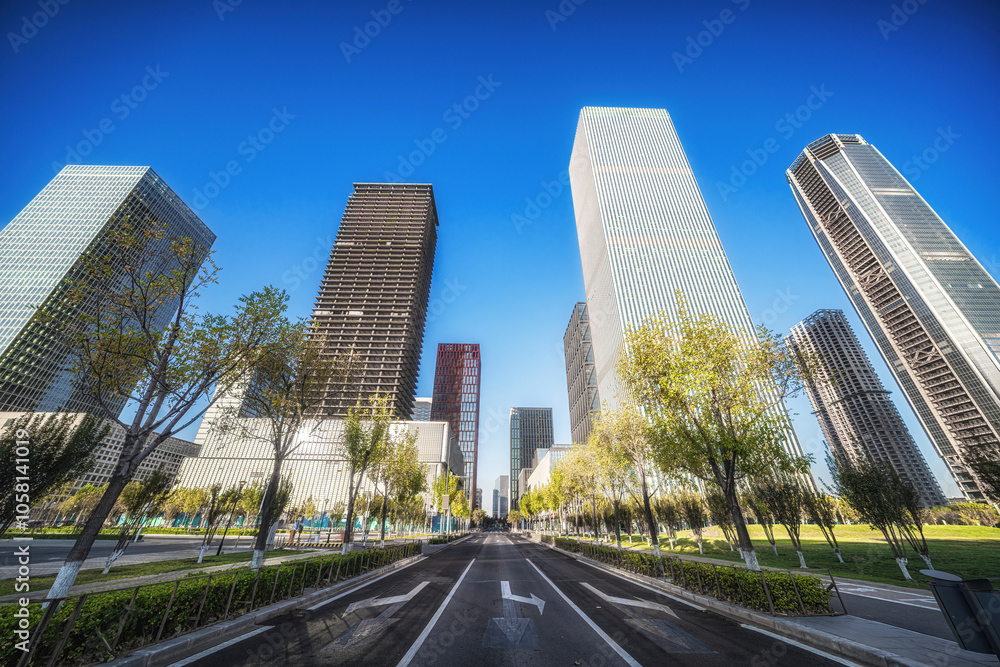 Metropolitan Avenue with Skyscrapers and Blue Sky Metropolitan Avenue with Skyscrapers and Blue Sky