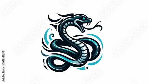 Blue and Black Snake Tattoo Design