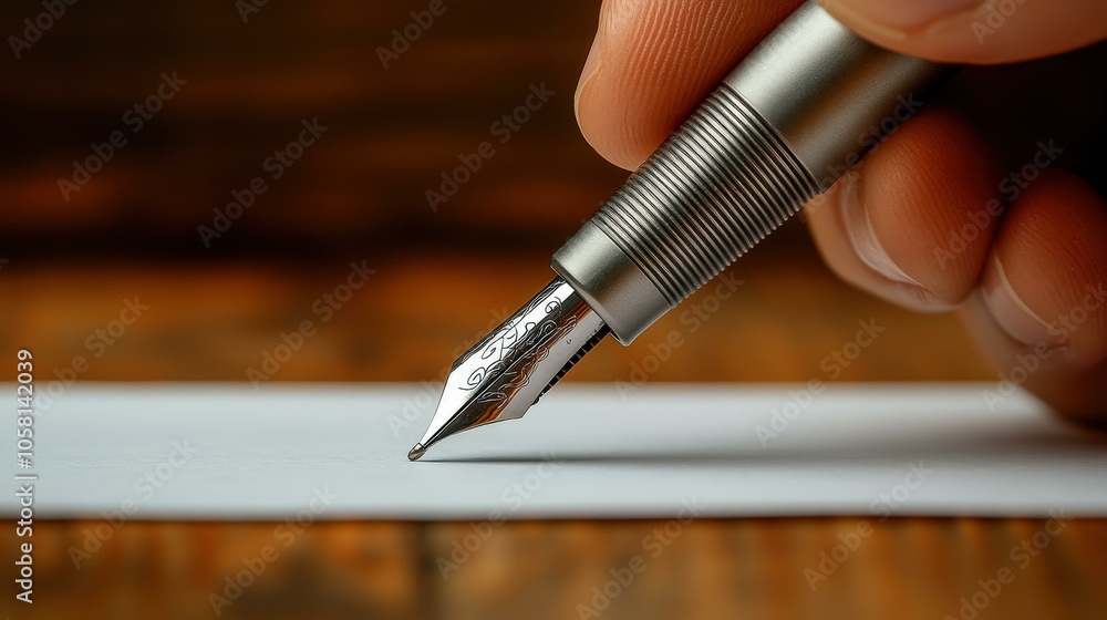 Naklejka premium A closeup of a hand holding a pen, poised to sign an important contract at the negotiation table.