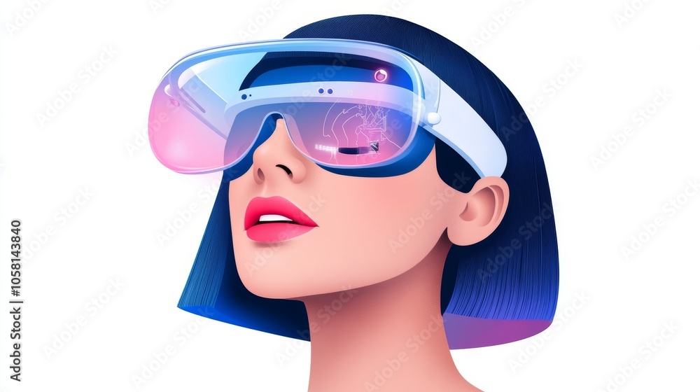Fototapeta premium Futuristic Woman Wearing Augmented Reality Glasses