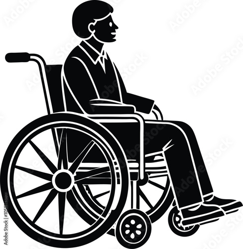 a person in wheelchair on white background