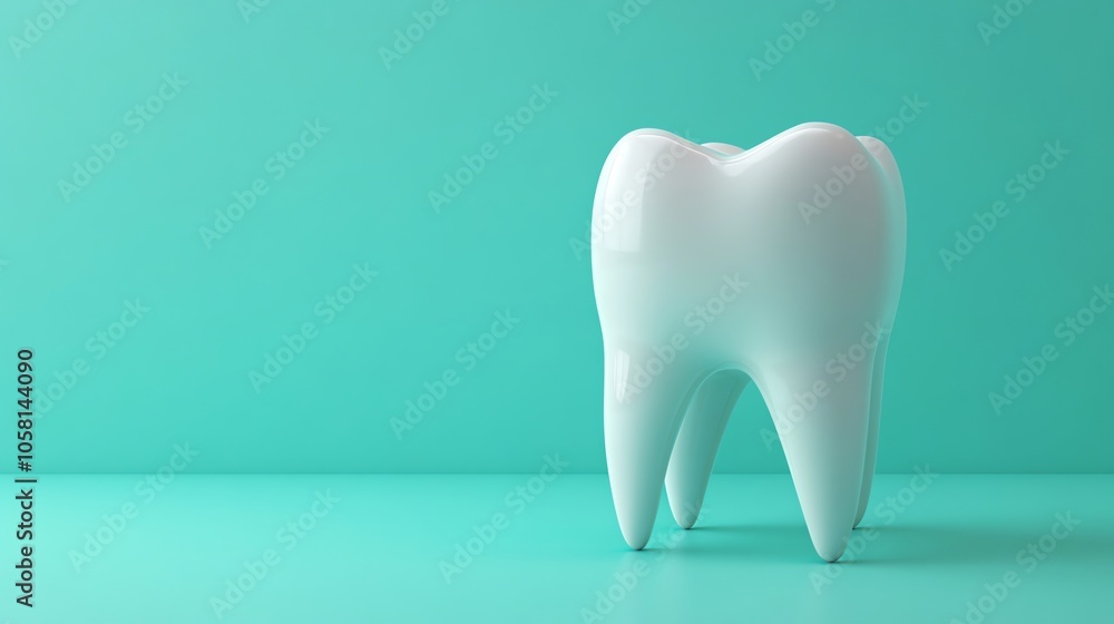 A single white tooth on a blue background. A single white tooth on a blue background.