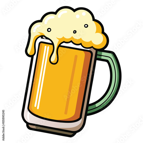 Beer mug with foam vector illustration.