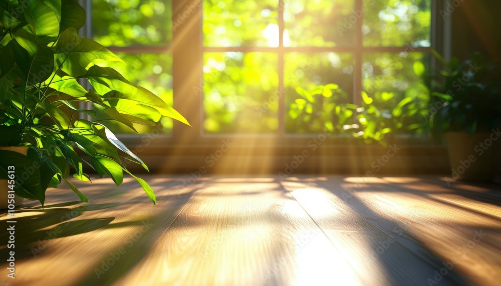 Warm Interior Atmosphere with Natural Light and Plants Warm Interior Atmosphere with Natural Light and Plants