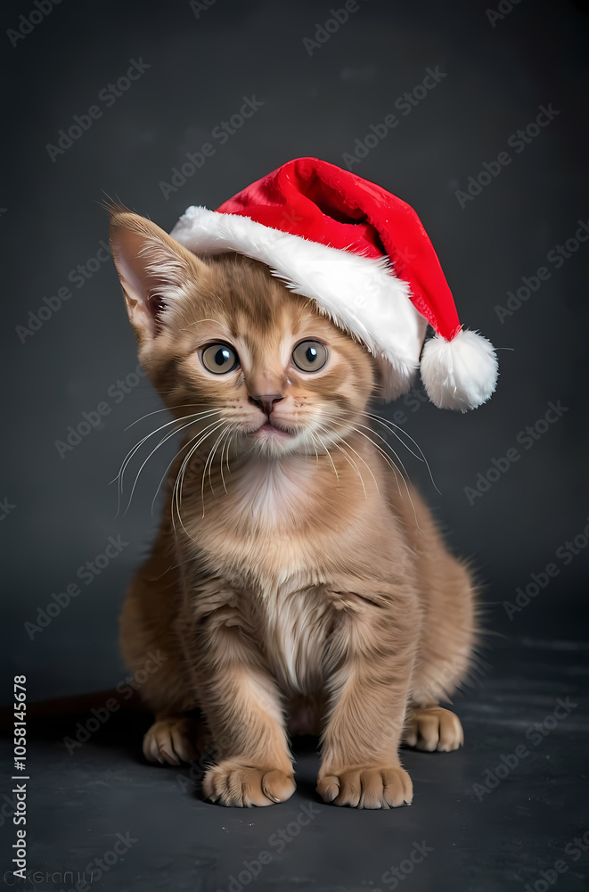 Burmese Kitten in a Santa Hat Burmese Kitten in a Santa Hat