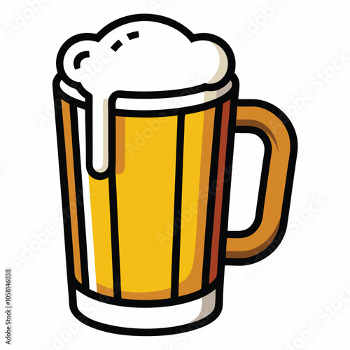 Beer mug with foam vector illustration.