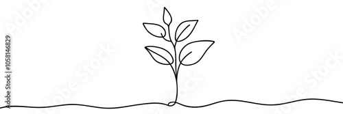Plant sprout. Continuous one line drawing