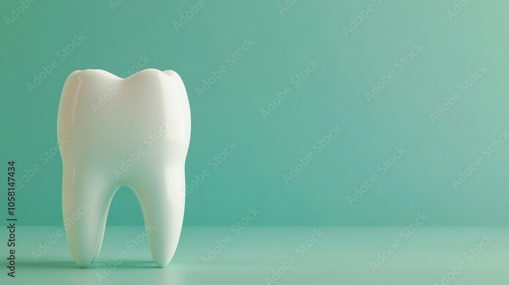 A single white tooth on a green background. A single white tooth on a green background.