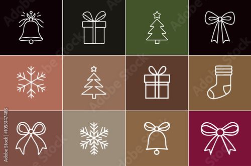 set of christmas icons, icon merry christmans 