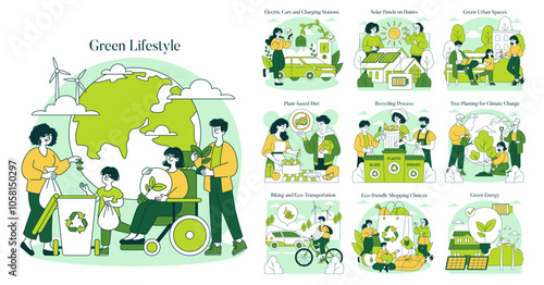 Green Lifestyle. Flat Vector Illustration