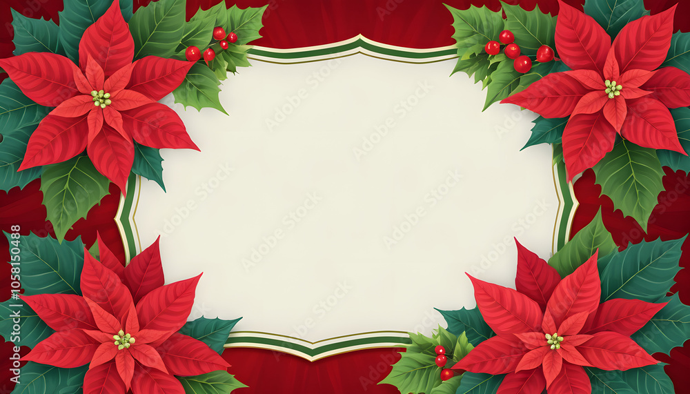 A vibrant holiday card with a floral frame A vibrant holiday card with a floral frame